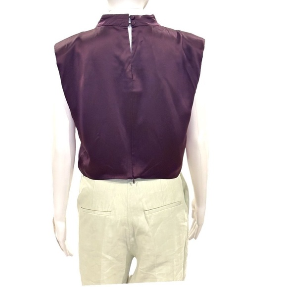 Nicholas Emmie SILK Cross Neck Sleeveless Crop Top in PRUNE Size 10 - Picture 8 of 10